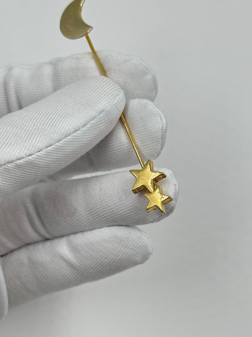 Брошь булавка с луной и звездами