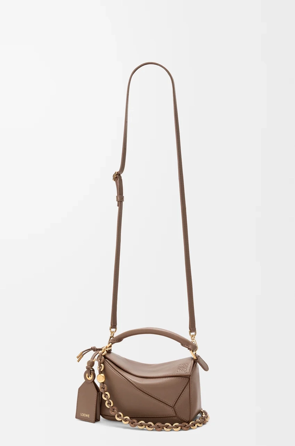 Loewe Мини-сумка Puzzle Featherlight из овечьей кожи наппа, серо-коричневый