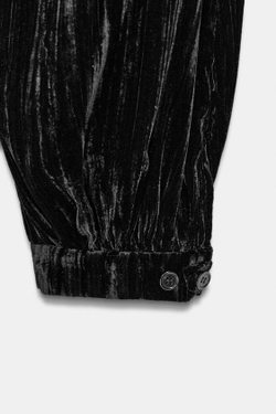 ZARA БАРХАТНЫЕ БРЮКИ-ШАРЫ — ZW COLLECTION, ЧЕРНЫЙ