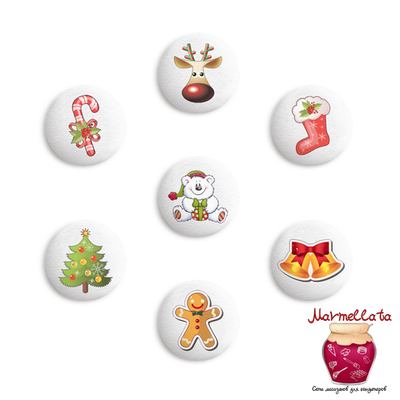 Сахарные фигурки Медальоны НОВОГОДНИЕ ИГРУШКИ, d=27 мм, 10 шт.
