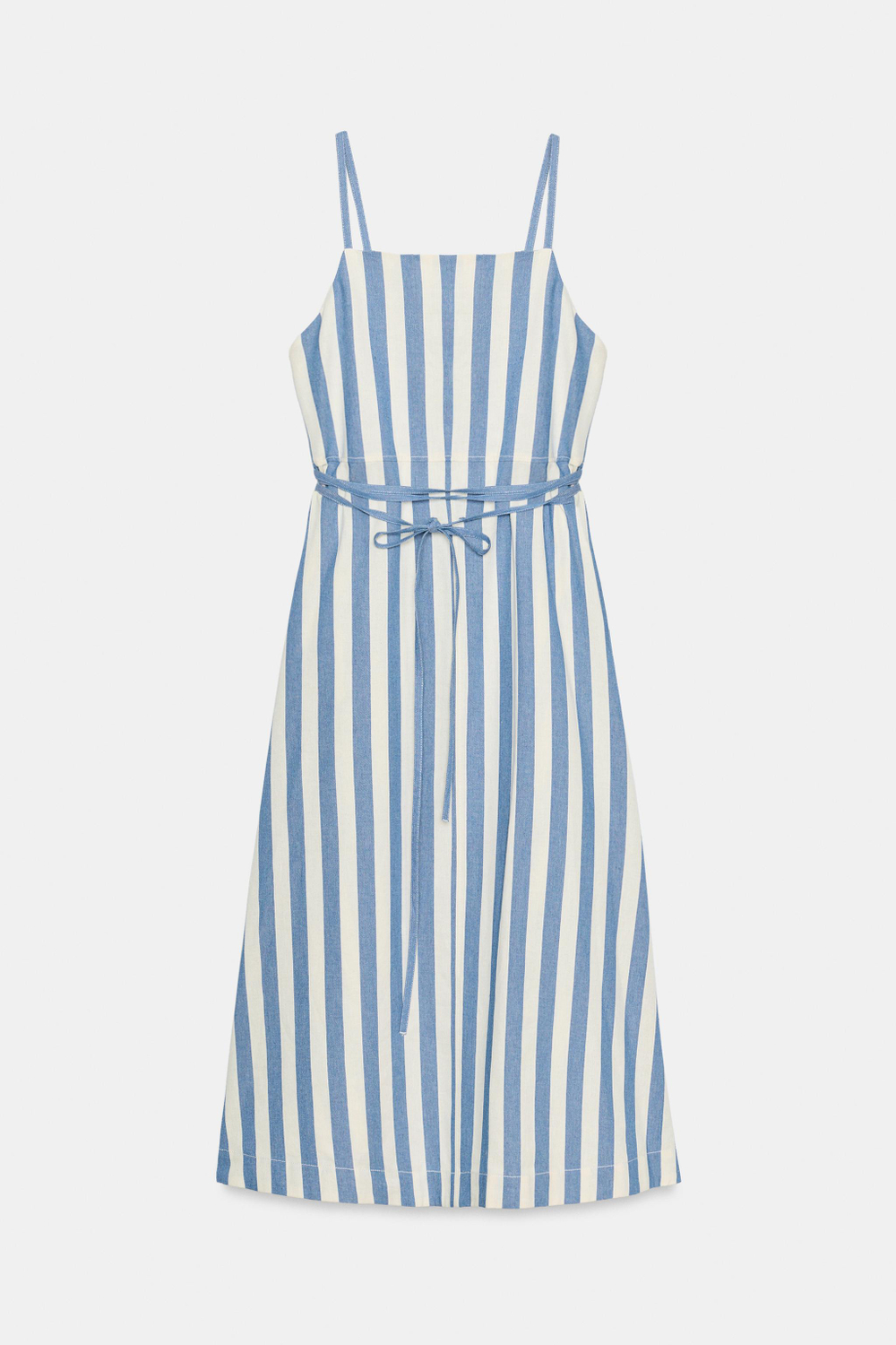 ZARA ПЛАТЬЕ МИДИ В ПОЛОСКУ — ZW COLLECTION, СИНИЙ/БЕЛЫЙ