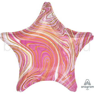 Фольгированная фигура, звезда, 19"/48СМ Мрамор Pink