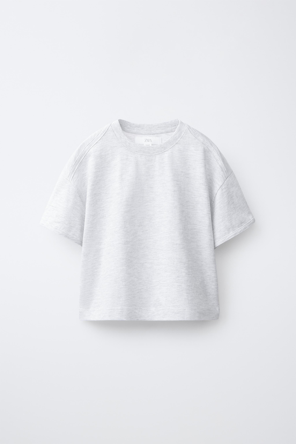 ZARA ОДНОТОННАЯ ФУТБОЛКА, СЕРЫЙ МЕЛАНЖ