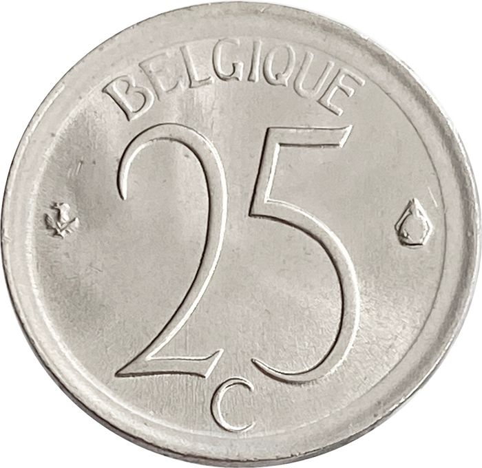 25 сантимов 1964-1975 Бельгия (надпись на французском BELGIQUE)