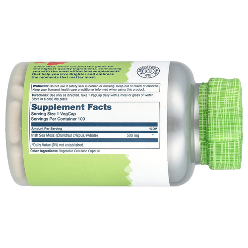 Solaray, True Herbs, ирландский морской мох, 500 мг, 100 вегетарианских капсул