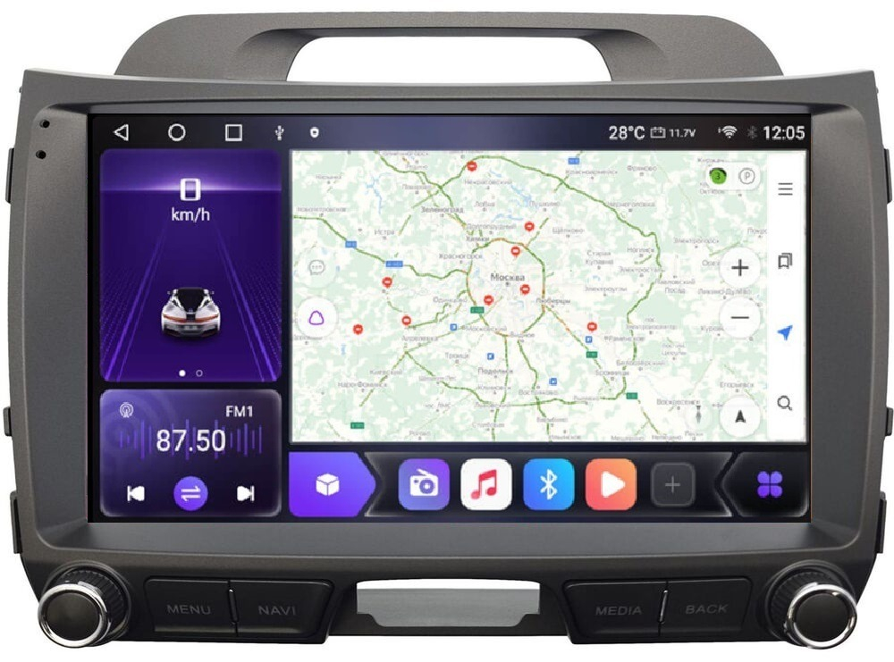 Магнитола для KIA Sportage 2010-2016 (низкая комплектация) - Carmedia SF-9735-1 (рамка 9") QLed, Android 12, TS10, CarPlay, 4G SIM-слот