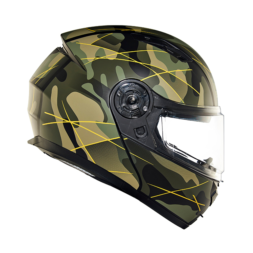 Шлем интеграл Royal Enfield, цвет - камуфляж-оливковый матовый, размер - XL (620 мм), арт. RRGHEP000589 (HESS22015MATT BLACK & OLIVE)