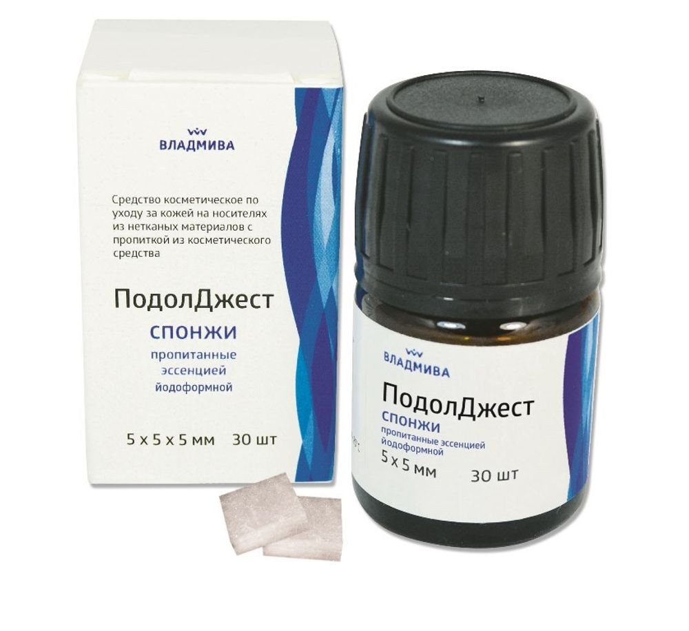 ВладМиВа ПодолДжест Спонжи с йодоформом 5х5мм, 30шт