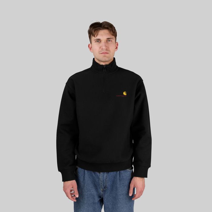 Толстовка мужская Carhartt WIP American Script Half Zip артикул:I027014_black - купить в магазине Дайс
