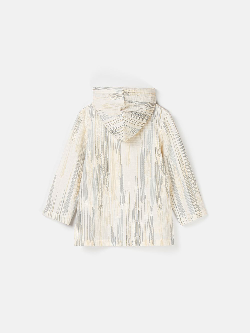 Рубашка муслиновая с капюшоном "Полоска Небо/Беж"