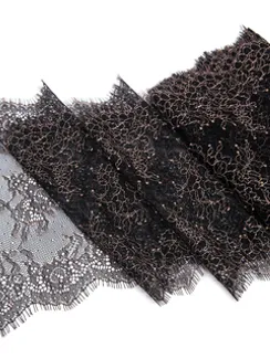 01-11 Кружево шантильи 23 см, черный/бежевый
