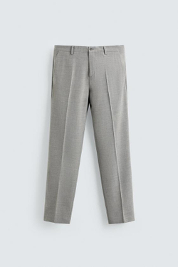 ZARA КОСТЮМНЫЕ БРЮКИ ИЗ РЕЛЬЕФНОЙ ТКАНИ, СВЕТЛО-СЕРЫЙ