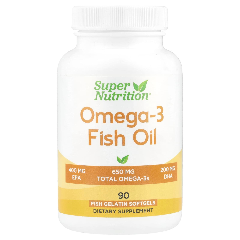 Super Nutrition, рыбий жир с омега-3, триглицерид Vivomega, 1000 мг, 90 рыбных капсул