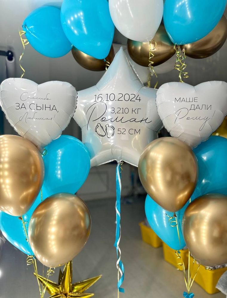 Воздушные шары на выписку мальчику №1628