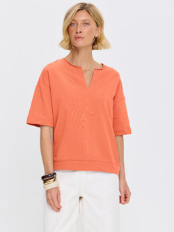 Плотная футболка из футера 2-нитки с V-вырезом HIGH TEMP