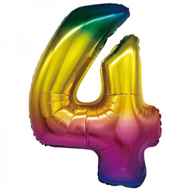 Шар 86 см "Цифра 4" Радуга (БГ-50)