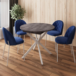 Стол круглый раздвижной Твист (90+30) камень темный / опоры белые