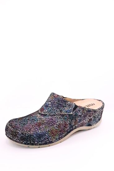 «Nika» | Женские сабо (черный цветок)