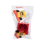 Розетка модульная, 2P+E, с з/ш, "Avanti", "Красный квадрат", 2 модуля