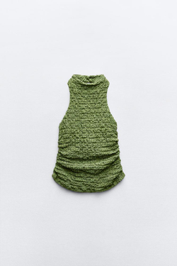 ZARA ТОП ИЗ РЕЛЬЕФНОЙ ТКАНИ С ГОРЛОВИНОЙ ХАЛТЕР, ЗЕЛЕНЫЙ