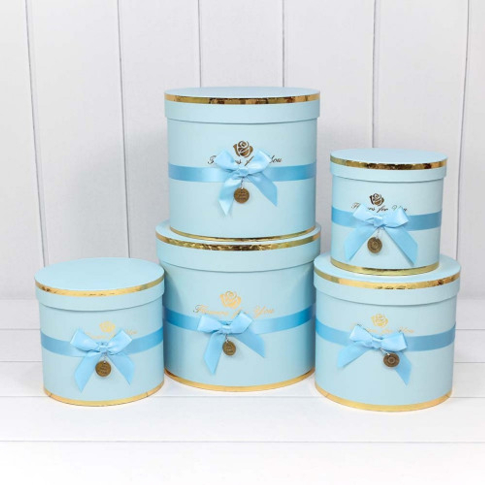 Коробка 22.5х19.5 см Набор 5 шт "Flowers For You" (Голубой)