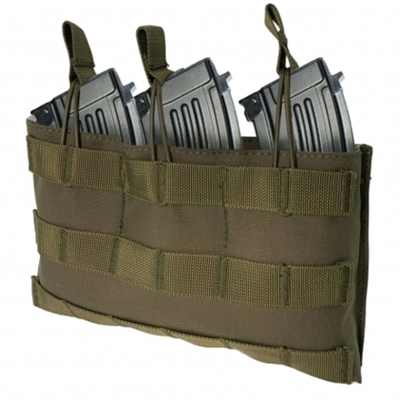 Подсумок molle тройной открытый для магазина АК олива