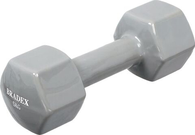 Гантель обрезиненная, серая 5 кг