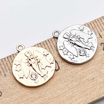 Подвеска Знак Зодиака Дева, цвет золото, фианит, размер 16*14 мм, цена за 1 шт