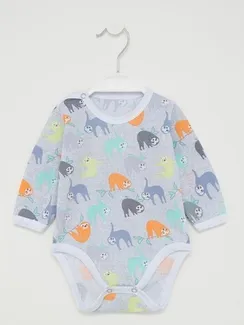 Боди детское, цвет серый/ленивцы, рост 62 см