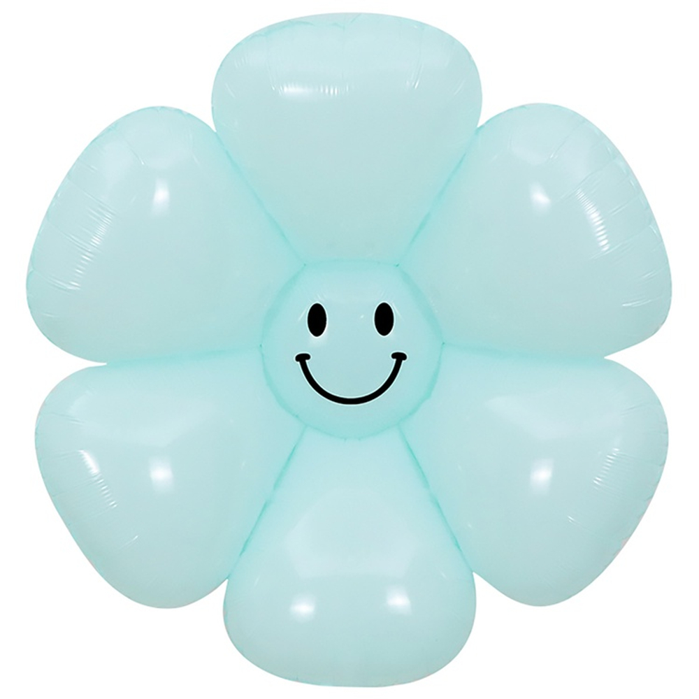 Шар Фольгированный Цветок Ромашка Улыбка голубая (Мятный)