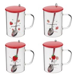 GAEM Кружка с крышкой и ложкой, 450 мл, L12 W8,5 H12 см, 4в.