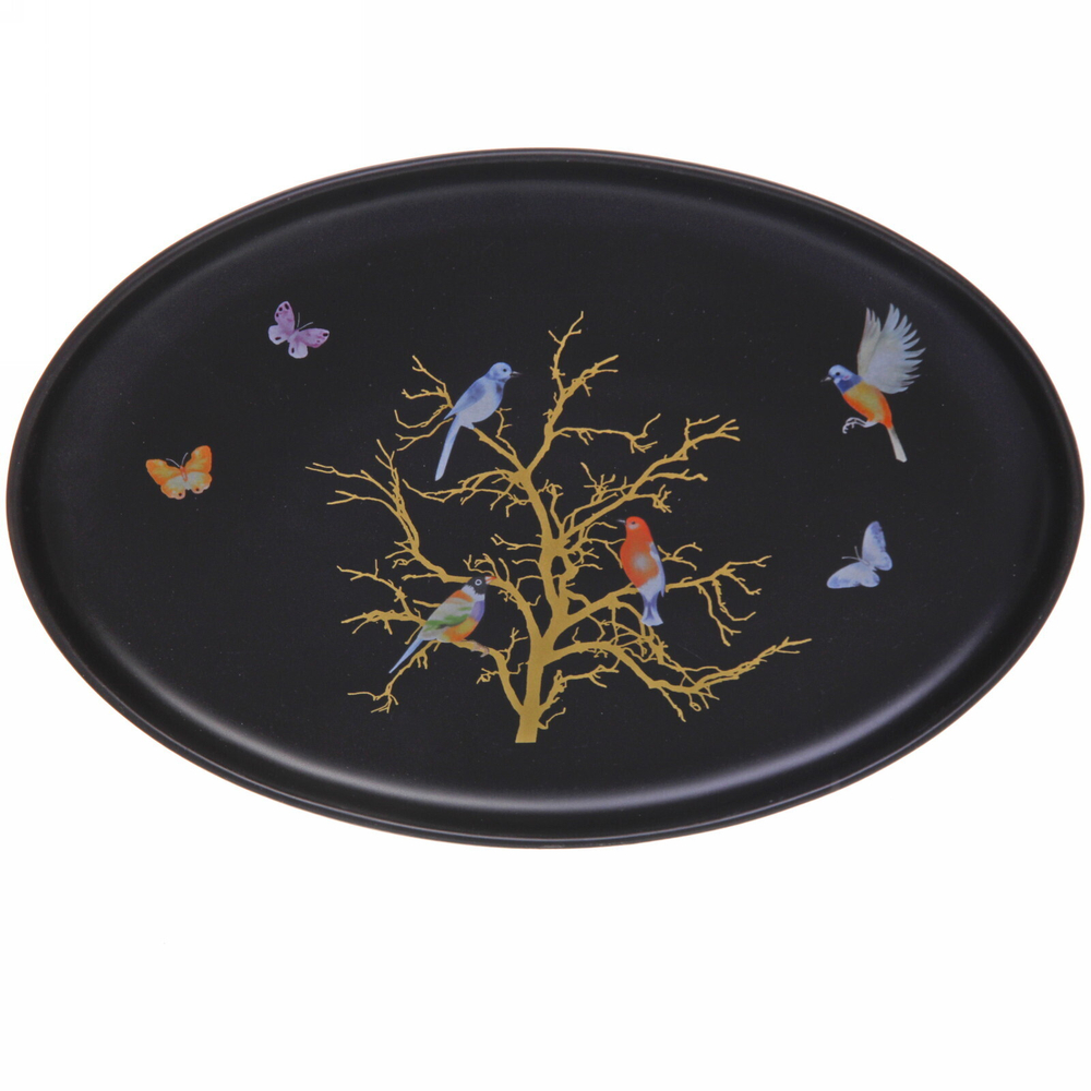 Блюдо керамическое «Райский сад» 29*19см, черное