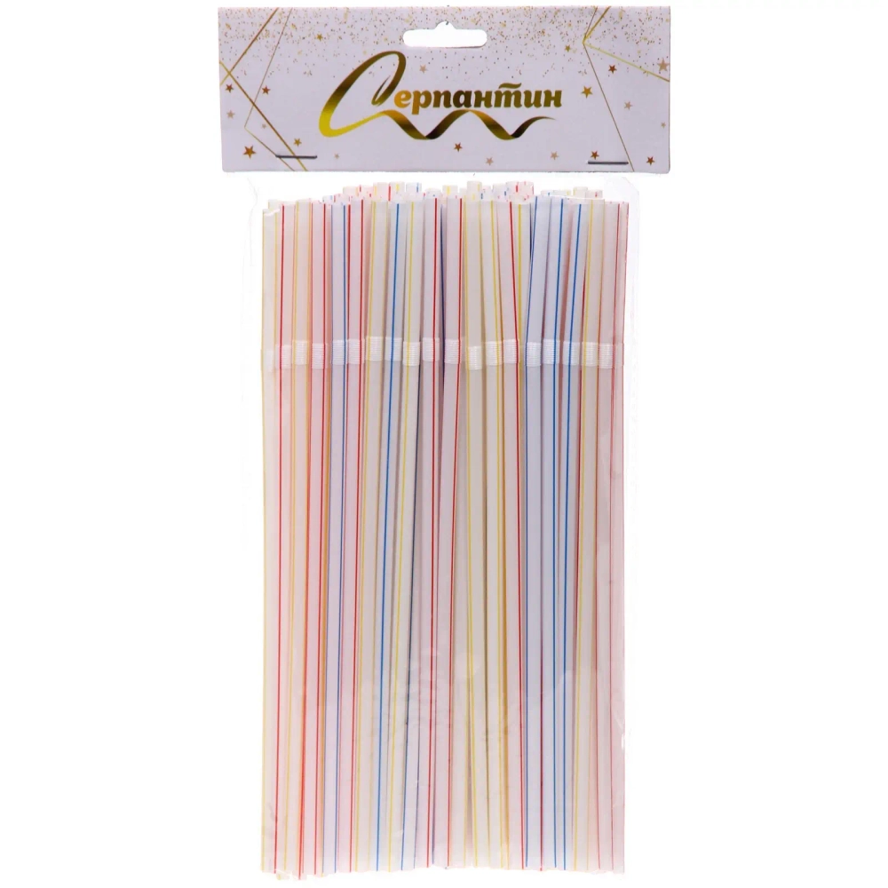 Трубочка для коктейля 5*210мм в наборе 100 шт полосатая
