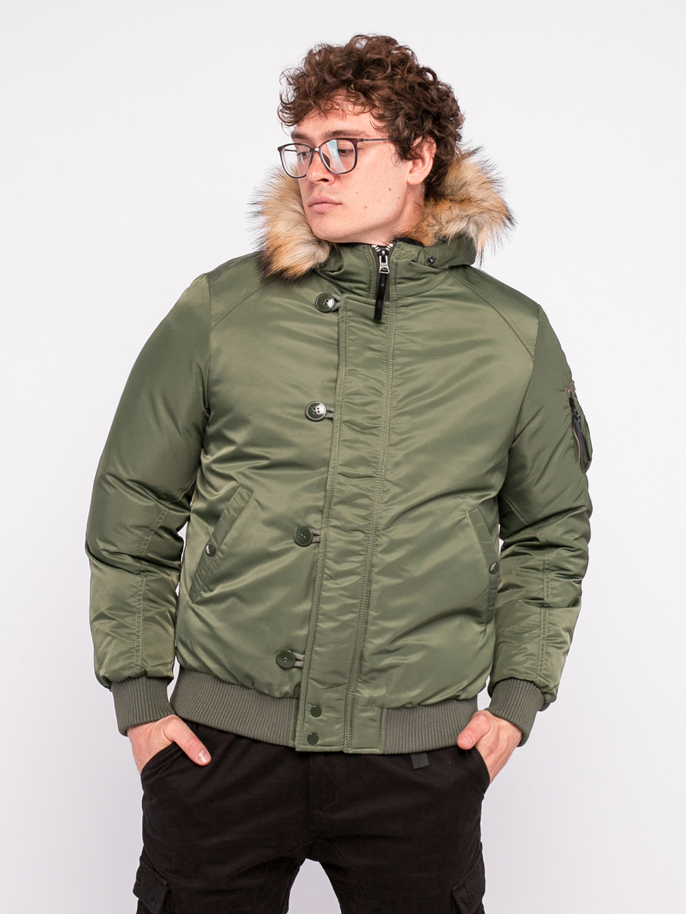 Утепленный бомбер LA-1285 Alpha Industries Зеленый JL