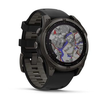 Умные часы Garmin Fenix 8, 47 мм, Solar, Sapphire Carbon Gray DLC Titanium with Black/Pebble Gray Silicone