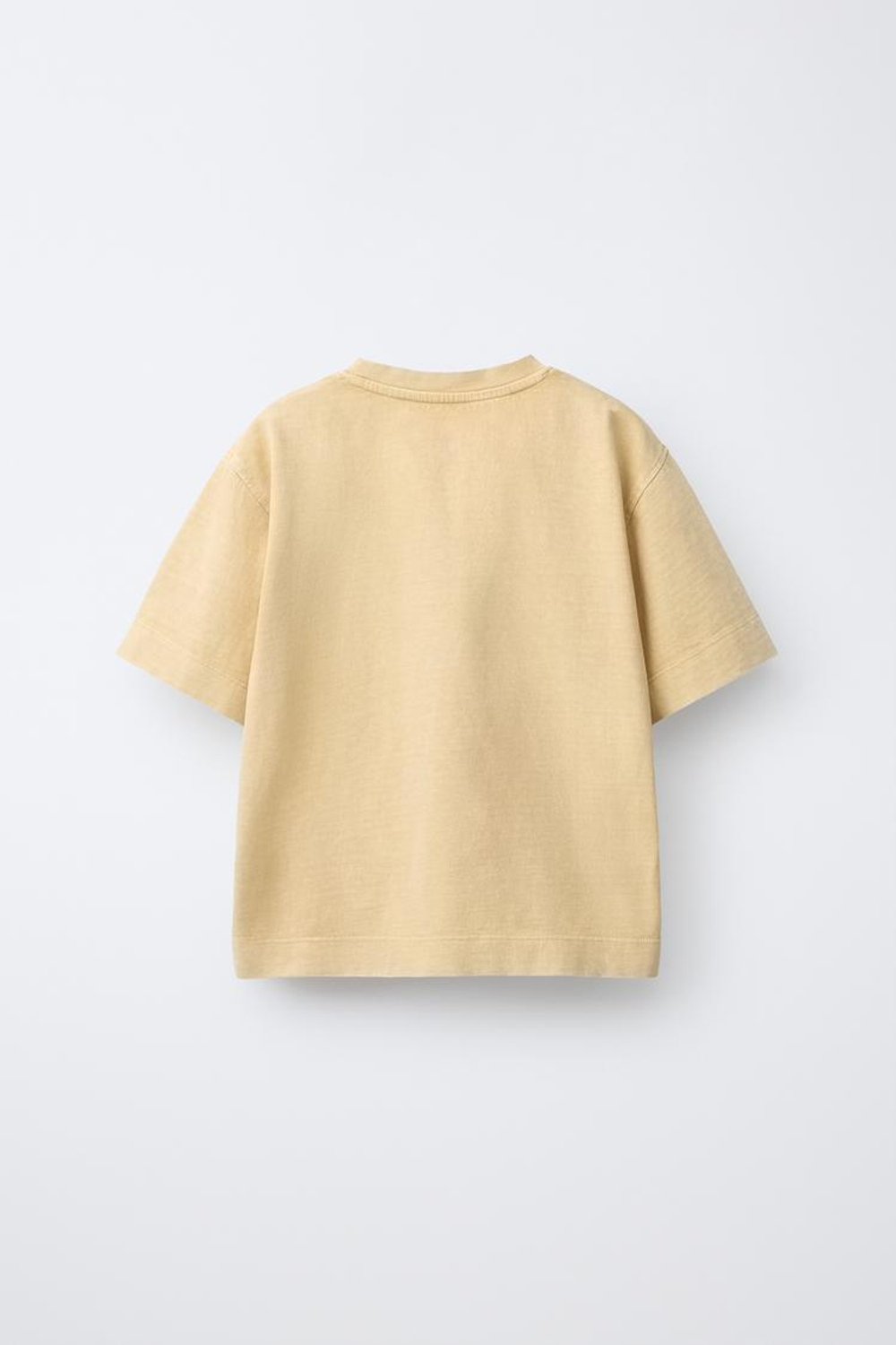 ZARA ФУТБОЛКА HEAVY WEIGHT С ЭФФЕКТОМ ПОТЕРТОСТИ, ЦВЕТ СЛОНОВОЙ КОСТИ