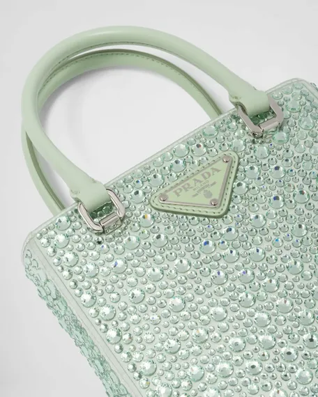 Мини-сумка Prada Duchess с кристаллами светло-зеленый