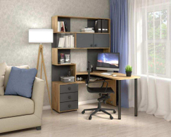 Стол Компьютерный СК-10 ПРАВЫЙ Дуб крафт/Графит