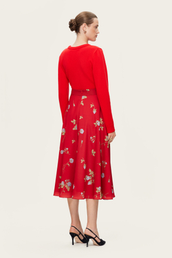 Красная юбка-миди с цветочным принтом "Фелиция"