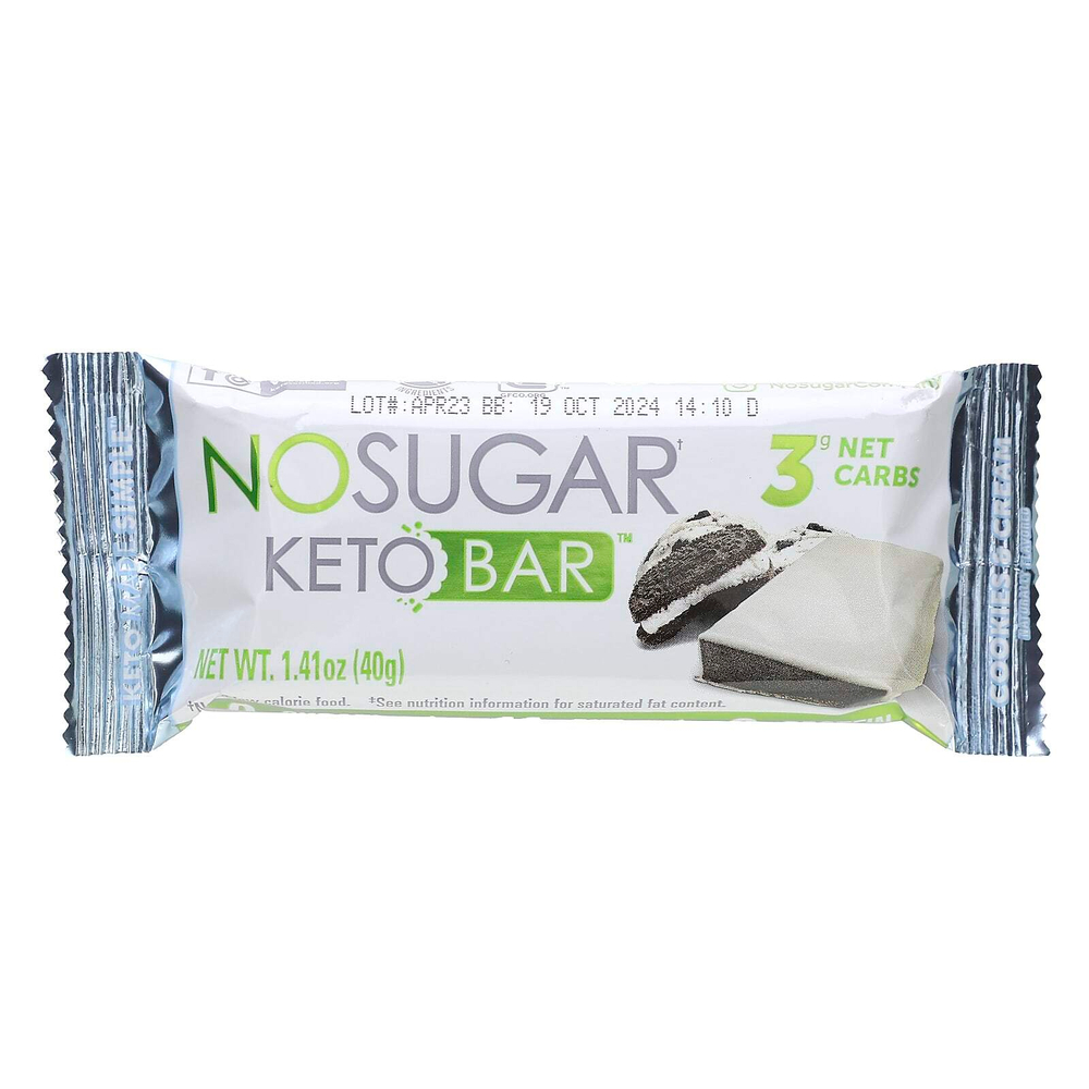 No Sugar Company, Keto Bar™, печенье и крем, 12 батончиков, по 40 г (1,41 унции)