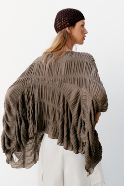 ZARA ТОП-НАКИДКА, СЕРОВАТО-КОРИЧНЕВЫЙ