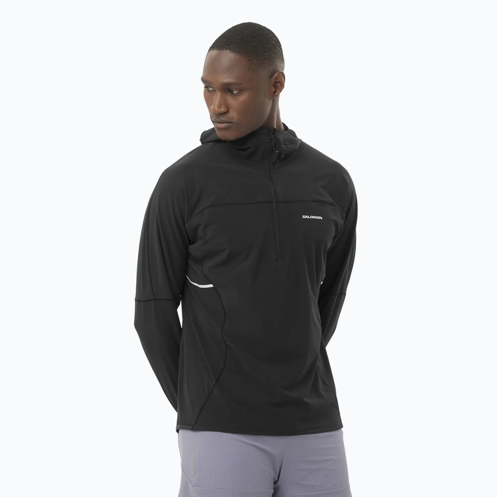 Ветровка Salomon Sense Aero Hybrid Half Zip Hooded deep black