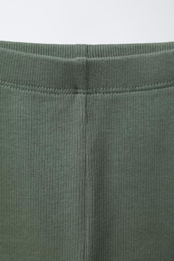 ZARA НАБОР ИЗ ДВУХ ОДНОТОННЫХ ЛЕГИНСОВ, ЗЕЛЕНЫЙ