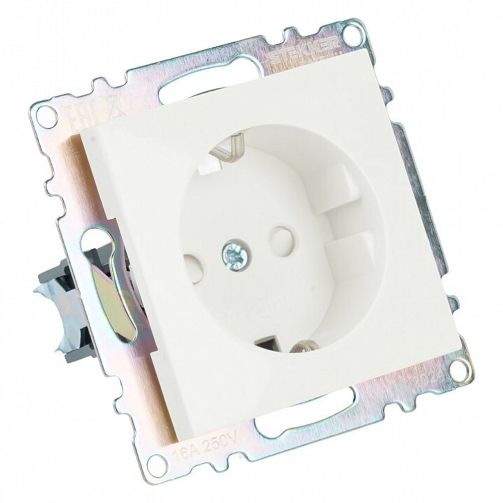 Розетка с заземлением и со шторкой, без рамки Stekker Катрин 39304