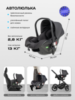 Коляска модульная 3в1 Sola Trio Comfort (Черный оникс SOLA-6)