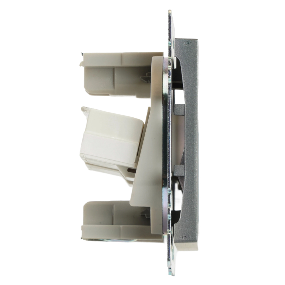 Розетка компьютерная 2-местная RJ-45 (механизм) STEKKER GLS00-7109-06 , серия Катрин, графит 50008