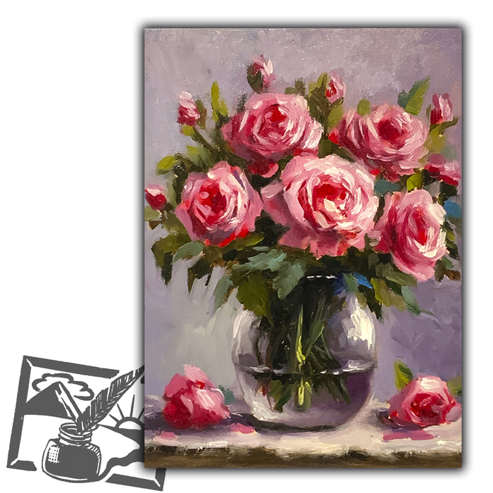 Открытка почтовая. Соколова Ольга. Розовые розы