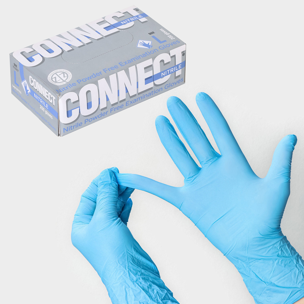 Connect Blue Nitrile перчатки медицинские L 200шт (100пар)
