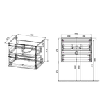 База под раковину Luka 600 подвесная, 2 выкатных ящика soft-close, R.Oak