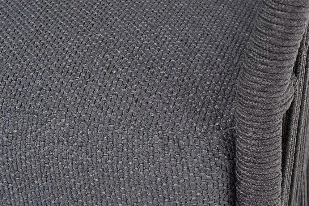 "Лугано" диван 3-местный плетеный из роупа, каркас алюминий темно-серый (RAL7024) муар, роуп темно-серый круглый, ткань темно-серая YB25-0027